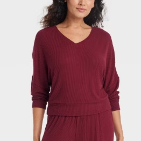 Auden Cozy Ribbed Pullover Sleep Top Sweater Size Medium NWT - Picture 1 of 7